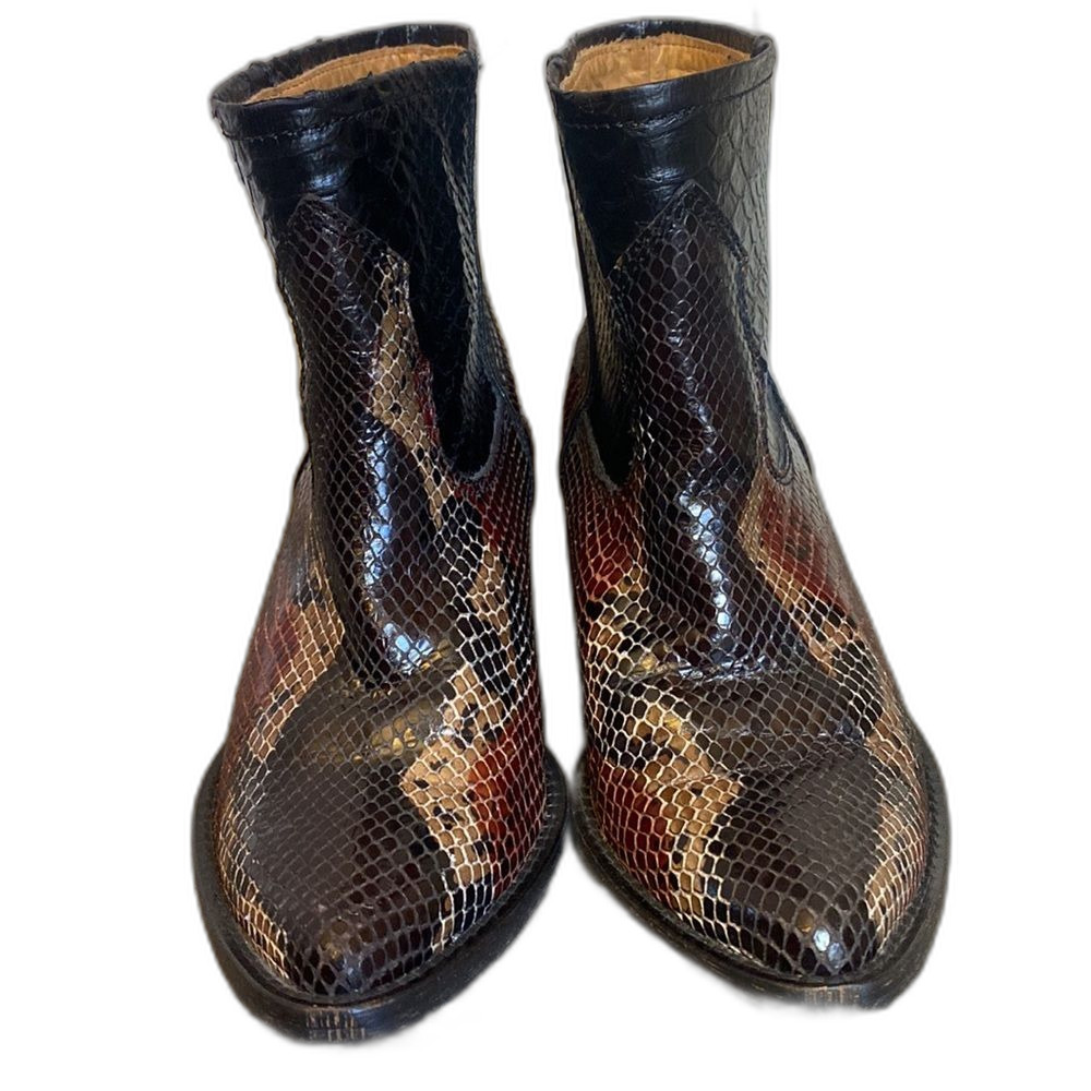Zara Textured Snake Skin Pointed Toe Boots Fall/Winter Collection Size: EU 37